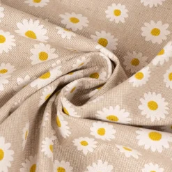 SCHÖNER LEBEN. Vorhang Leinenlook Daisy Sweet Garden Gänseblümchen Blüten natur weiß 245cm oder Wunschlänge