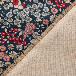 SCHÖNER LEBEN. Vorhang Leinenlook Blossom Dream Blüten blau pink gelb 245cm oder Wunschlänge