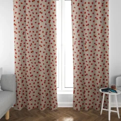SCHÖNER LEBEN. Vorhang Leinenlook Poppy Flower Mohnblüten Allover natur rot 245cm oder Wunschlänge