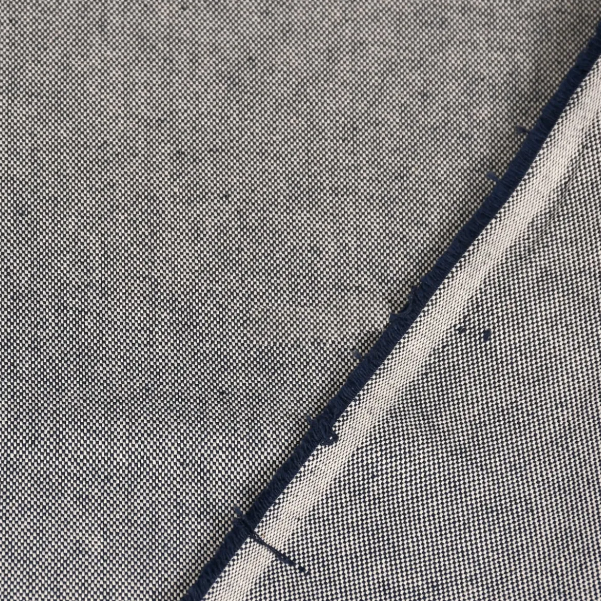 SCHÖNER LEBEN. Vorhang Leinenlook meliert uni dunkelblau 245cm oder Wunschlänge