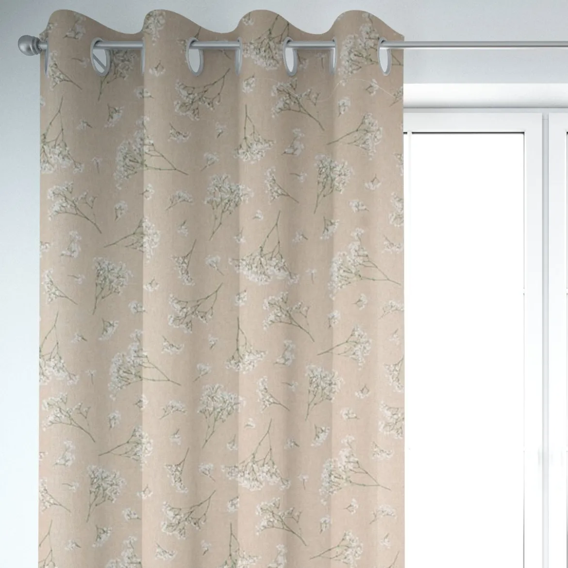 SCHÖNER LEBEN. Vorhang Leinenlook Florist Elegant Schleierkraut natur weiß 245cm oder Wunschlänge
