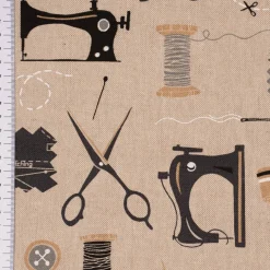 SCHÖNER LEBEN. Vorhang Leinenlook Sewing Atelier Nähzubehör natur schwarz 245cm oder Wunschlänge