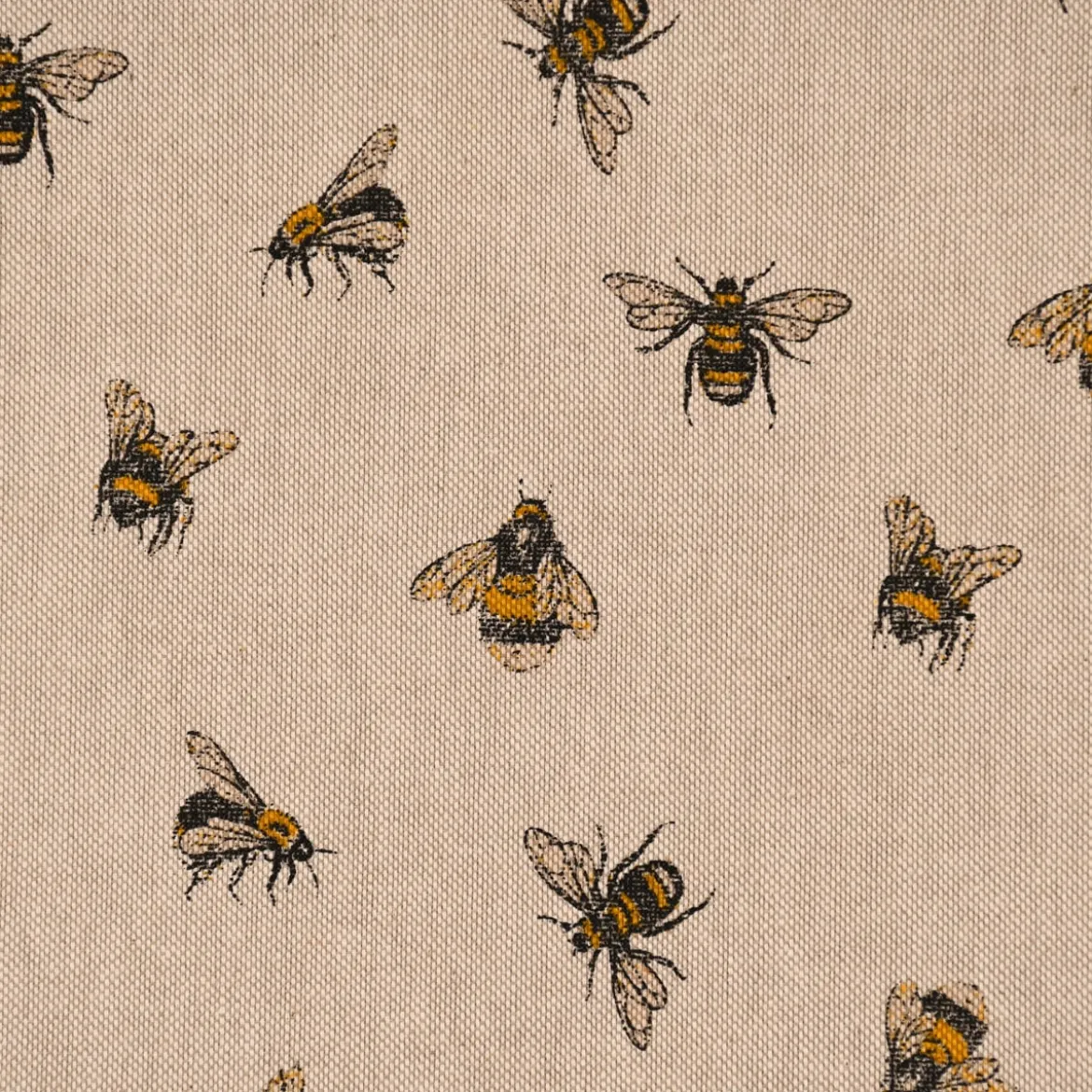 SCHÖNER LEBEN. Vorhang Leinenlook Bee Buzzing Bienen Hummeln natur gelb 245cm oder Wunschlänge