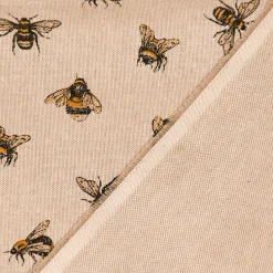 SCHÖNER LEBEN. Vorhang Leinenlook Bee Buzzing Bienen Hummeln natur gelb 245cm oder Wunschlänge