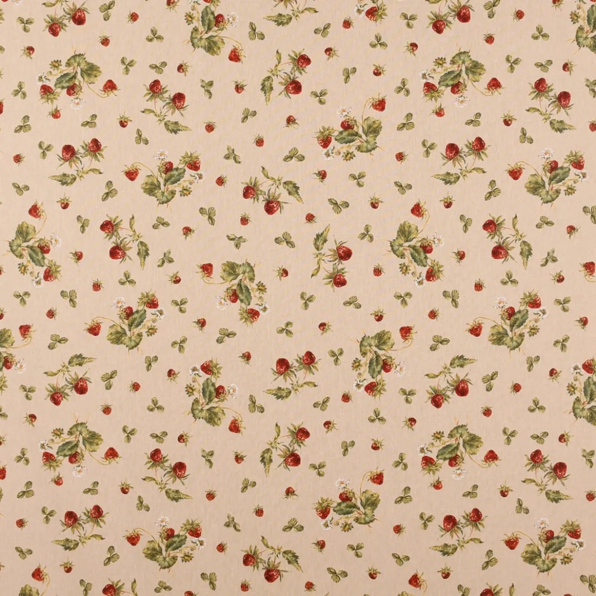 SCHÖNER LEBEN. Vorhang Leinenlook Strawberrys Growing Erdbeeren natur rot grün 245cm oder Wunschlänge