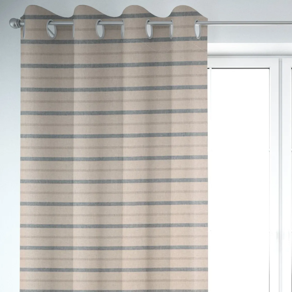 SCHÖNER LEBEN. Vorhang Leinenlook Riviera Stripe Small Streifen natur blau 245cm oder Wunschlänge
