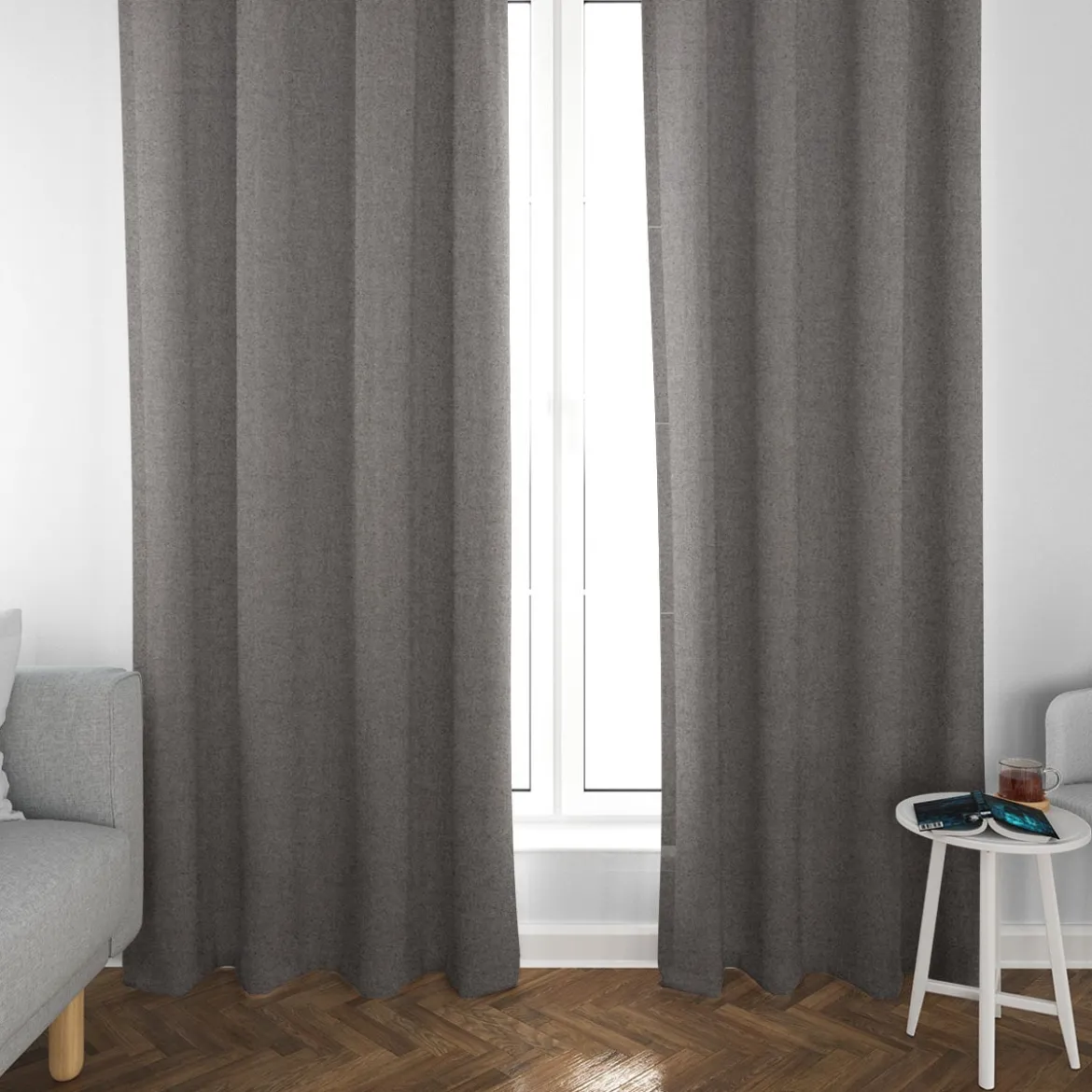 SCHÖNER LEBEN. Vorhang Leinenlook meliert uni schwarz 245cm oder Wunschlänge