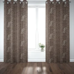 SCHÖNER LEBEN. Vorhang Leinenlook Leoparden natur braun 245cm oder Wunschlänge