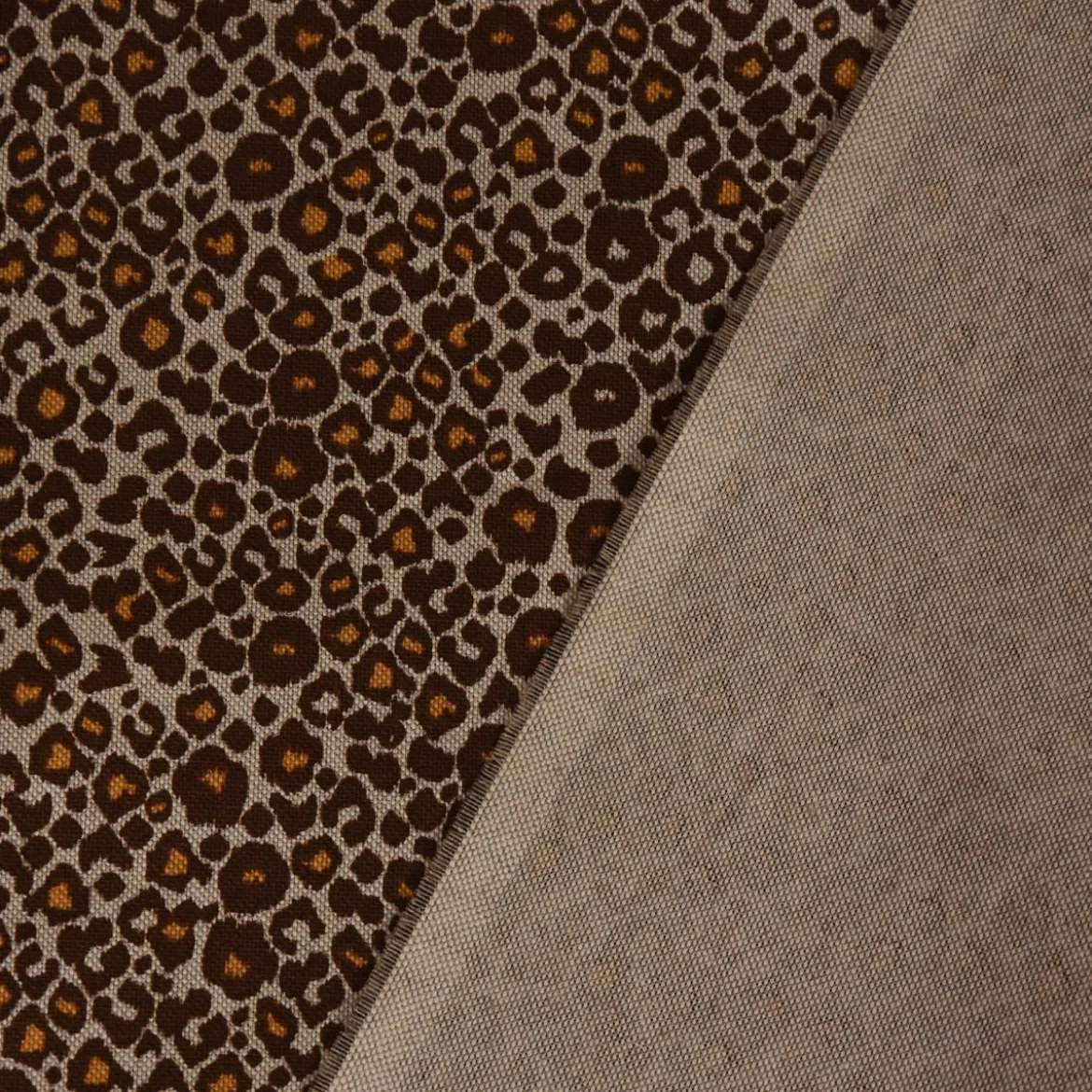 SCHÖNER LEBEN. Vorhang Leinenlook Leoparden natur braun 245cm oder Wunschlänge