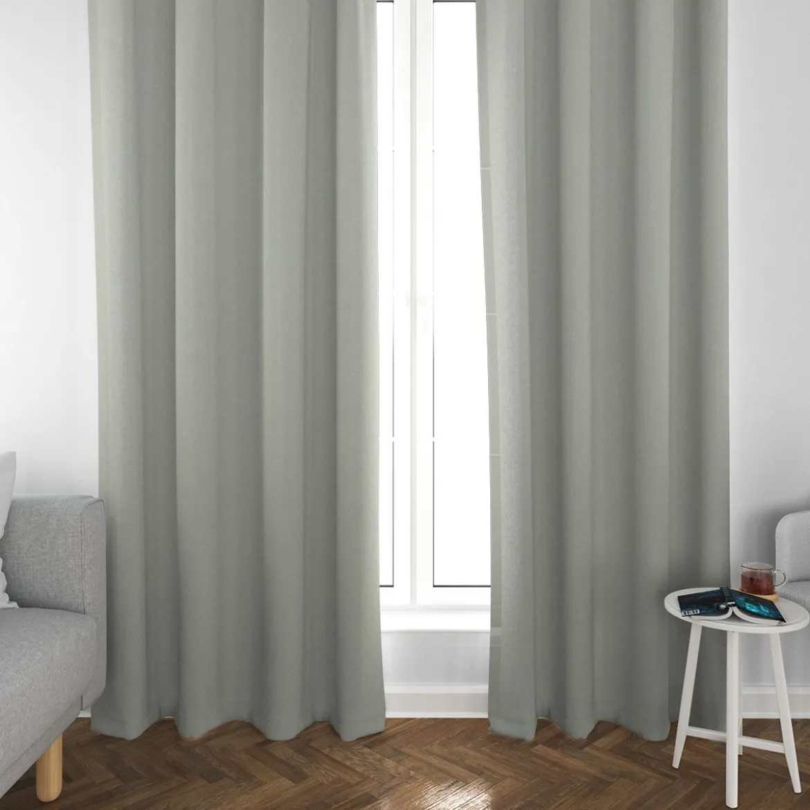 SCHÖNER LEBEN. Vorhang Leinenlook uni pastell mint 245cm oder Wunschlänge