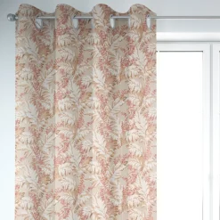 SCHÖNER LEBEN. Vorhang Leinenlook Pampasgras Eukalyptus natur rot 245cm oder Wunschlänge