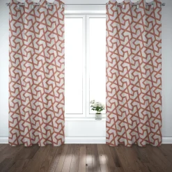 SCHÖNER LEBEN. Vorhang Linien Grafik beige terracotta 245cm oder Wunschlänge
