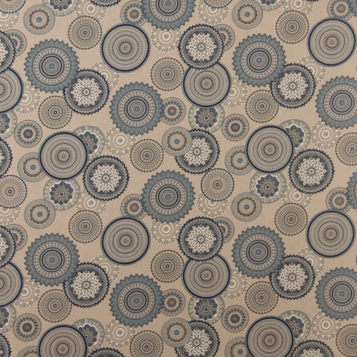 SCHÖNER LEBEN. Vorhang Mandalas natur blau 245cm oder Wunschlänge