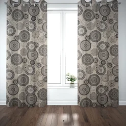 SCHÖNER LEBEN. Vorhang Mandalas natur grau 245cm oder Wunschlänge