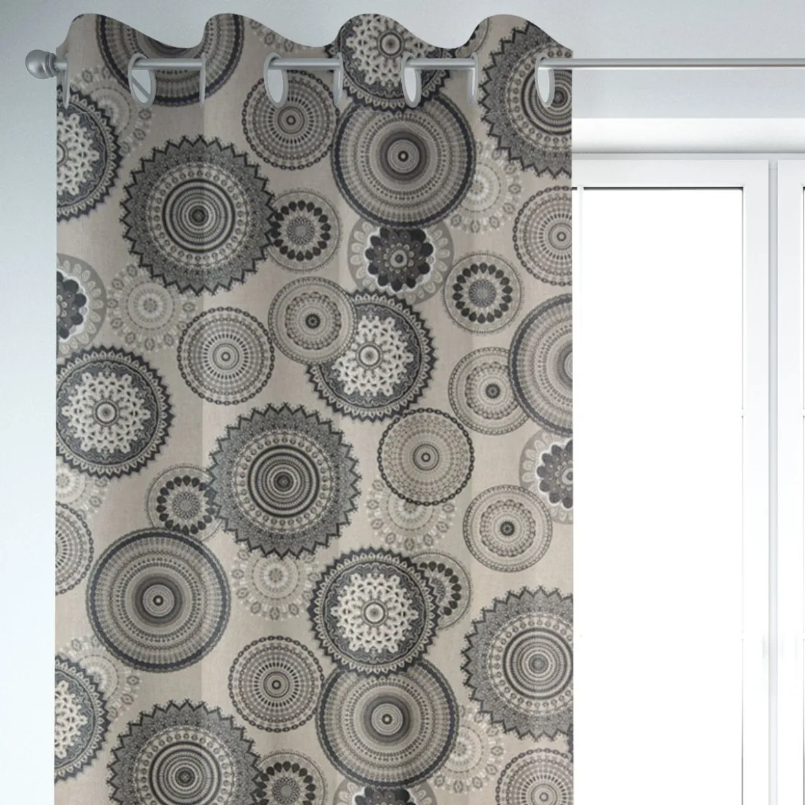 SCHÖNER LEBEN. Vorhang Mandalas natur grau 245cm oder Wunschlänge
