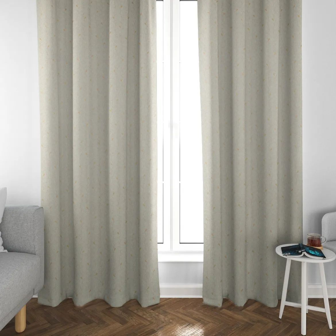 SCHÖNER LEBEN. Vorhang Metallic Blätterraken mint goldfarbig 245cm oder Wunschlänge