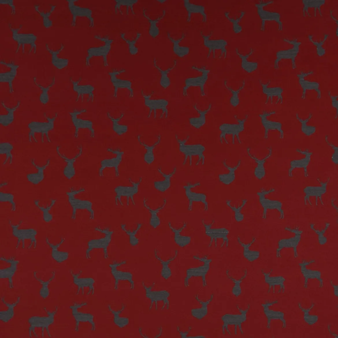 SCHÖNER LEBEN. Vorhang mit Hirschen rot grau 245cm oder Wunschlänge