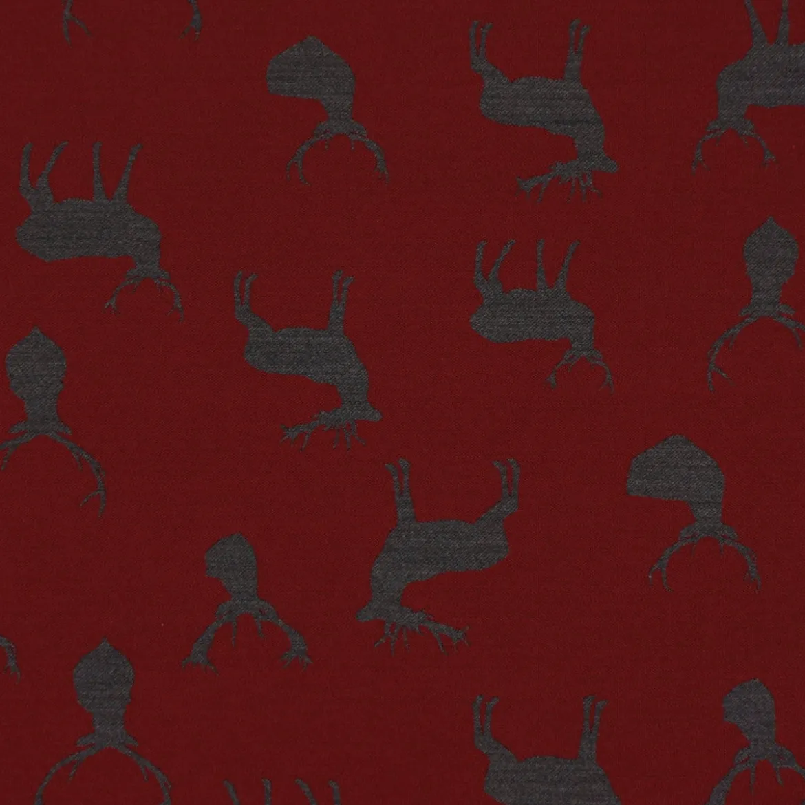 SCHÖNER LEBEN. Vorhang mit Hirschen rot grau 245cm oder Wunschlänge