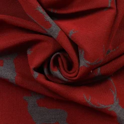 SCHÖNER LEBEN. Vorhang mit Hirschen rot grau 245cm oder Wunschlänge