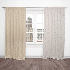 SCHÖNER LEBEN. Vorhang mit Smok-Schlaufenband Schneeflocken beidseitig gold beige 245cm oder Wunschlänge