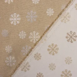 SCHÖNER LEBEN. Vorhang mit Smok-Schlaufenband Schneeflocken beidseitig gold beige 245cm oder Wunschlänge