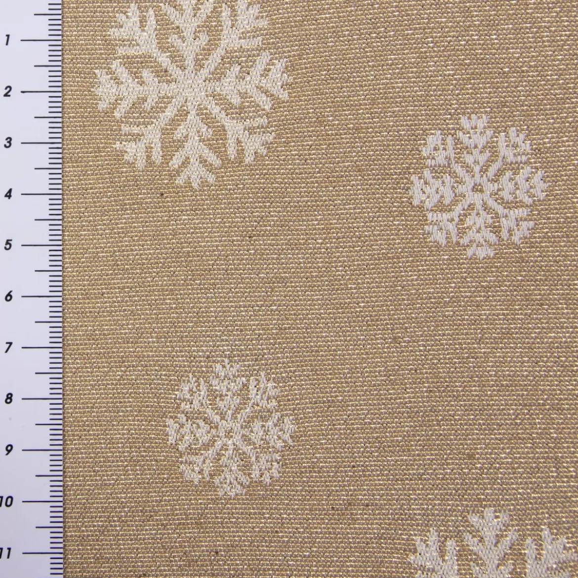 SCHÖNER LEBEN. Vorhang mit Smok-Schlaufenband Schneeflocken beidseitig beige gold 245cm oder Wunschlänge
