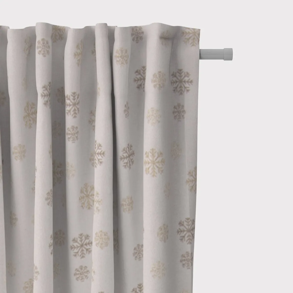 SCHÖNER LEBEN. Vorhang mit Smok-Schlaufenband Schneeflocken beidseitig beige gold 245cm oder Wunschlänge