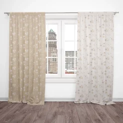 SCHÖNER LEBEN. Vorhang mit Smok-Schlaufenband Sterne beidseitig gold beige 245cm oder Wunschlänge