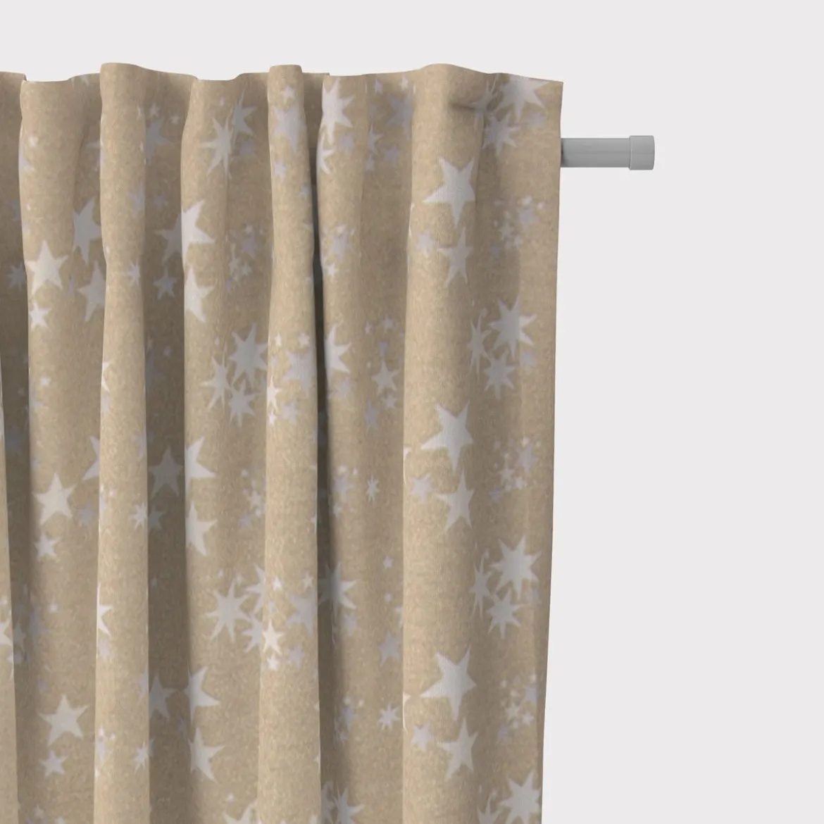 SCHÖNER LEBEN. Vorhang mit Smok-Schlaufenband Sterne beidseitig gold beige 245cm oder Wunschlänge