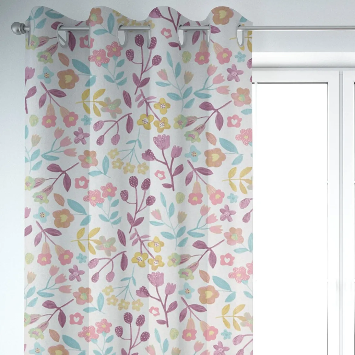 SCHÖNER LEBEN. Vorhang Panama Betty Parma Violet Blumen lila 245cm oder Wunschlänge