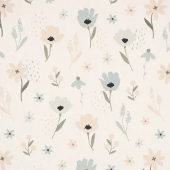 SCHÖNER LEBEN. Vorhang Pastell Blumen ecru mintgrün vanille 245cm oder Wunschlänge