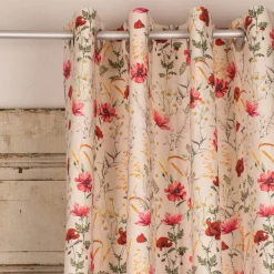 SCHÖNER LEBEN. Vorhang Poppy Mohnblumen Kamille Getreide beige rot 245cm oder Wunschlänge
