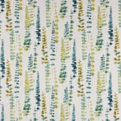 SCHÖNER LEBEN. Vorhang Ranken Blätter Aquarell weiß grün blau 245cm oder Wunschlänge