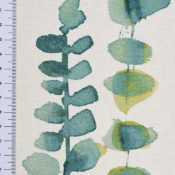 SCHÖNER LEBEN. Vorhang Ranken Blätter Aquarell weiß grün blau 245cm oder Wunschlänge