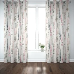 SCHÖNER LEBEN. Vorhang Ranken Blätter Aquarell weiß grün rosa 245cm oder Wunschlänge