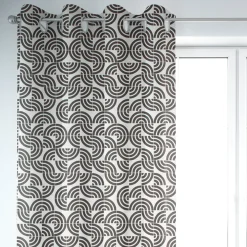 SCHÖNER LEBEN. Vorhang Retro Quadrat Bogen schwarz weiß 245cm oder Wunschlänge