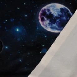 SCHÖNER LEBEN. Vorhang Samt Velvet Galaxy Future Planeten Weltall blau bunt 245cm oder Wunschlänge