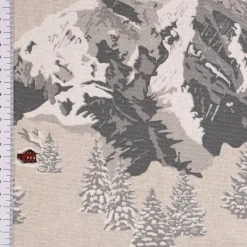 SCHÖNER LEBEN. Vorhang Skifahrer Winterlandschaft natur grau 245cm oder Wunschlänge