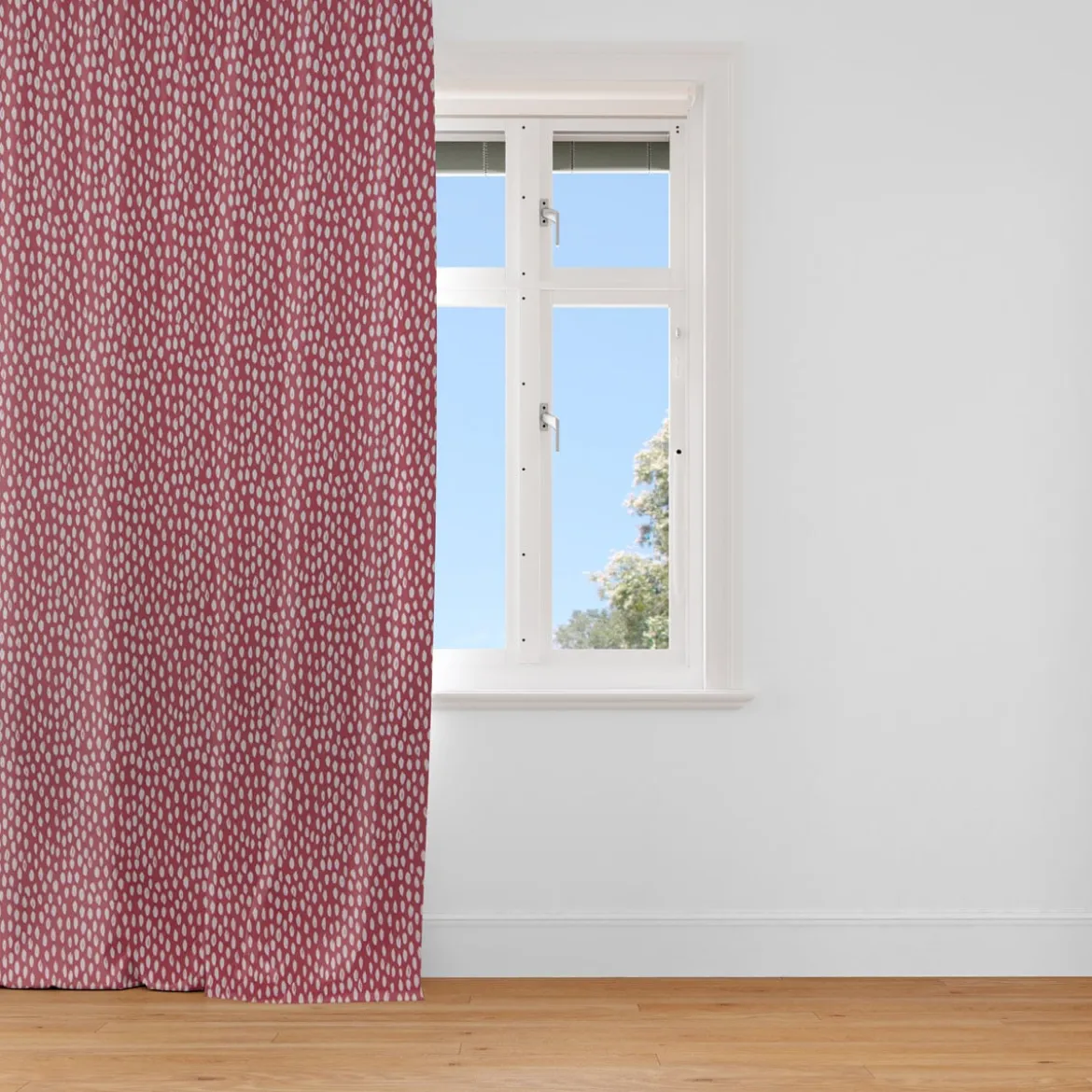 SCHÖNER LEBEN. Vorhang Smok-Schlaufenband rot Kleckse Tropfen 245cm oder Wunschlänge