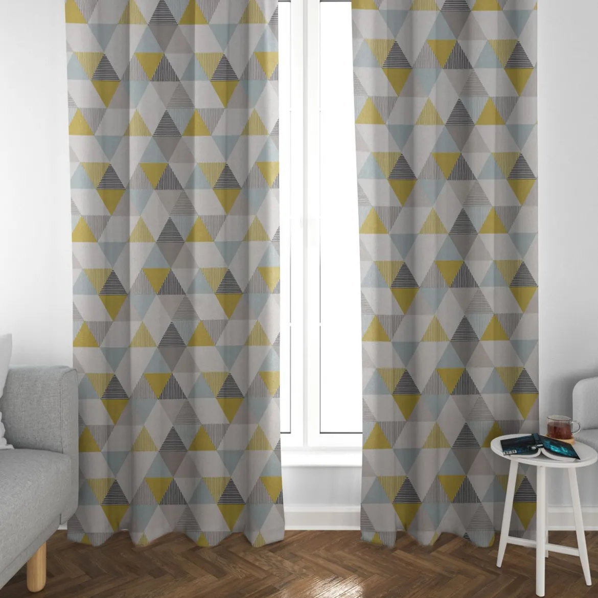 SCHÖNER LEBEN. Vorhang STUDIO G Brio Dreiecke Mineral mint grün grau 245cm oder Wunschlänge