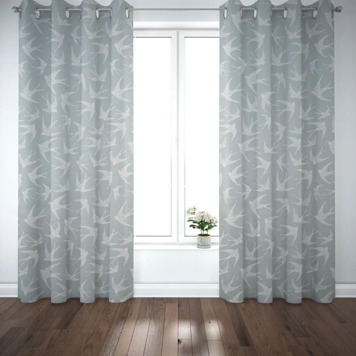 SCHÖNER LEBEN. Vorhang STUDIO G Schwalben mint weiß 245cm oder Wunschlänge