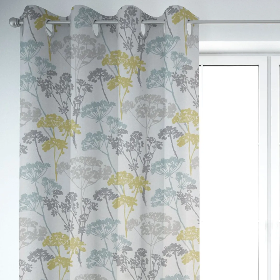 SCHÖNER LEBEN. Vorhang STUDIO G Blumen Gräser Mineral blau grün grau 245cm oder Wunschlänge
