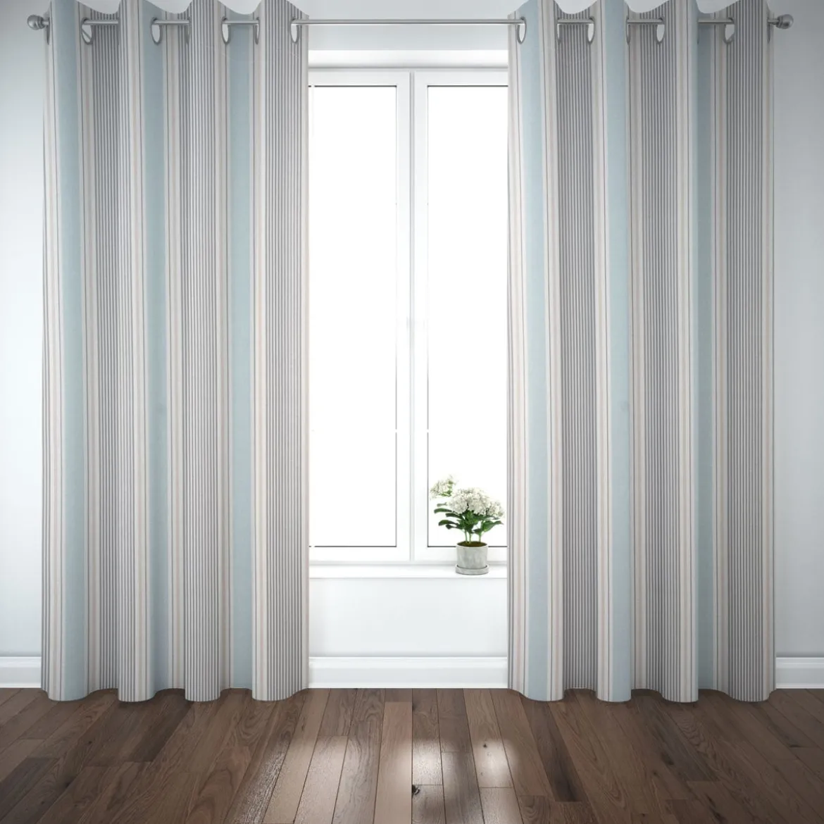 SCHÖNER LEBEN. Vorhang STUDIO G Streifen Mineral blau grau 245cm oder Wunschlänge