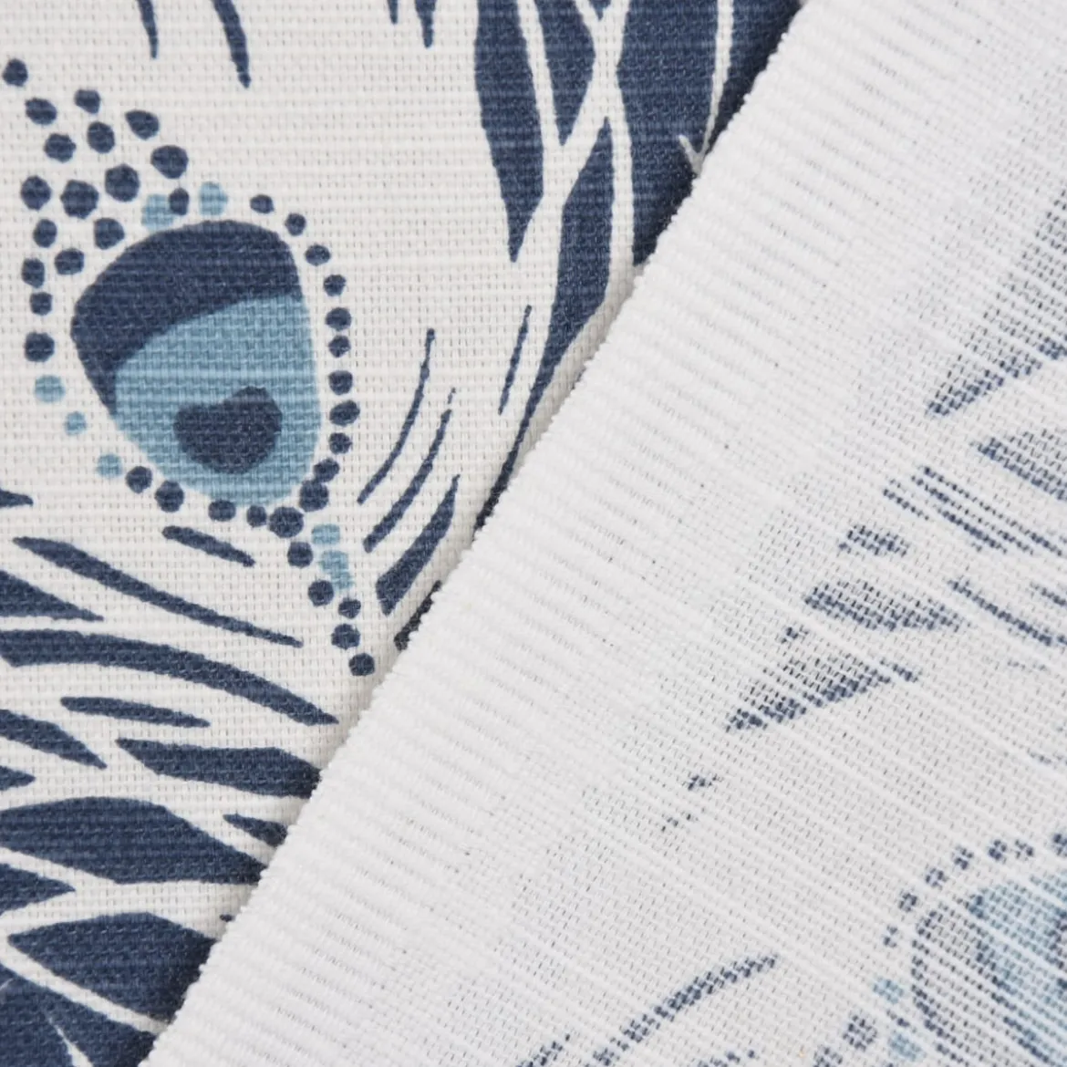 SCHÖNER LEBEN. Vorhang STUDIO G Federn Pfau dunkelblau weiß blau 245cm oder Wunschlänge