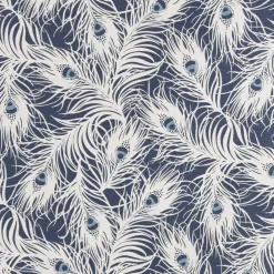 SCHÖNER LEBEN. Vorhang STUDIO G Federn Pfau dunkelblau weiß blau 245cm oder Wunschlänge