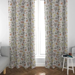 SCHÖNER LEBEN. Vorhang STUDIO G Blätter weiß grün gelb braun 245cm oder Wunschlänge