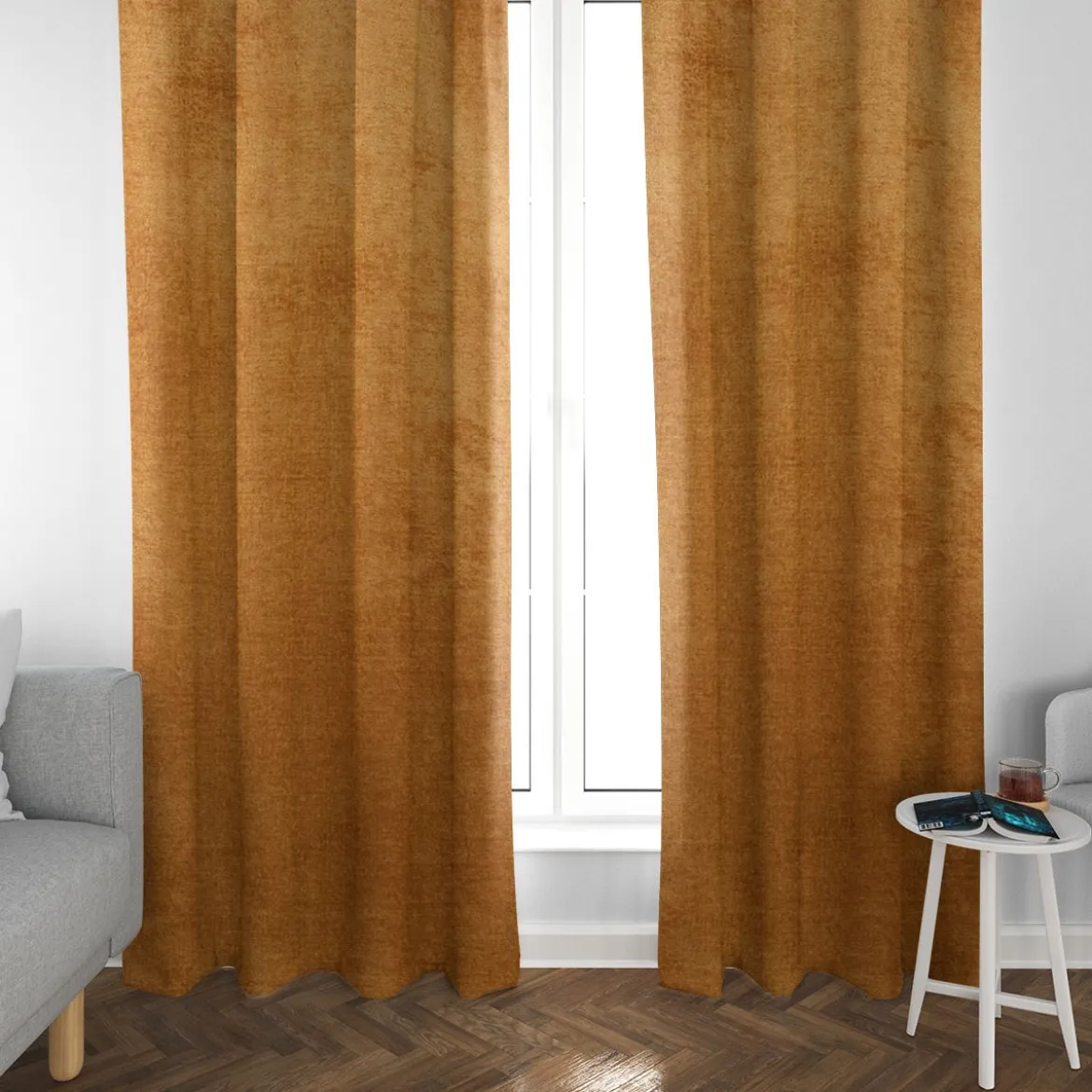 SCHÖNER LEBEN. Vorhang Thermovorhang Akustik Soft Teddy Deluxe ockergelb 245cm oder Wunschlänge