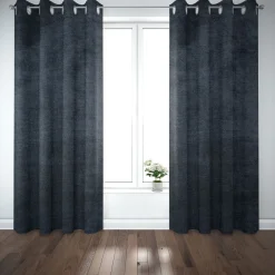 SCHÖNER LEBEN. Vorhang Thermovorhang Akustik Soft Teddy Deluxe dunkelblau 245cm oder Wunschlänge