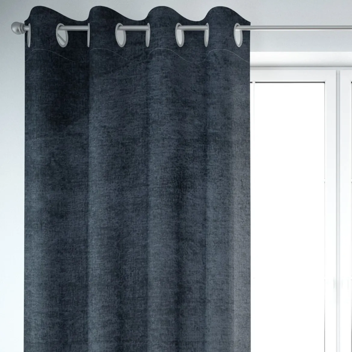 SCHÖNER LEBEN. Vorhang Thermovorhang Akustik Soft Teddy Deluxe dunkelblau 245cm oder Wunschlänge