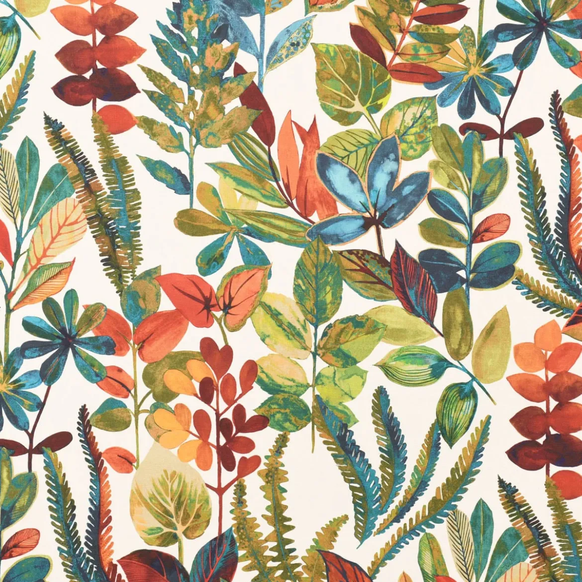 SCHÖNER LEBEN. Vorhang Tonga Spice Exotik Blätter Pflanzen bunt 245cm oder Wunschlänge